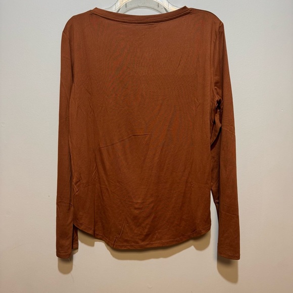 Women's Brown V-Neck Long Sleeve Top - Picture 3 of 7